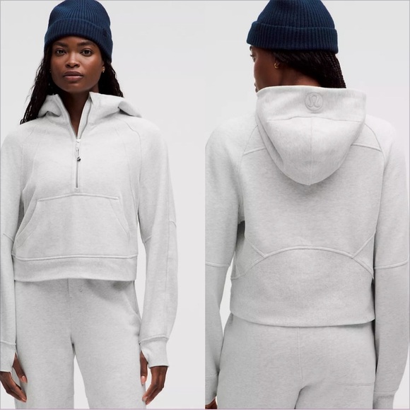 lululemon athletica Tops - LULULEMON scuba oversized 1/2zip HOODIE light gray XS/S